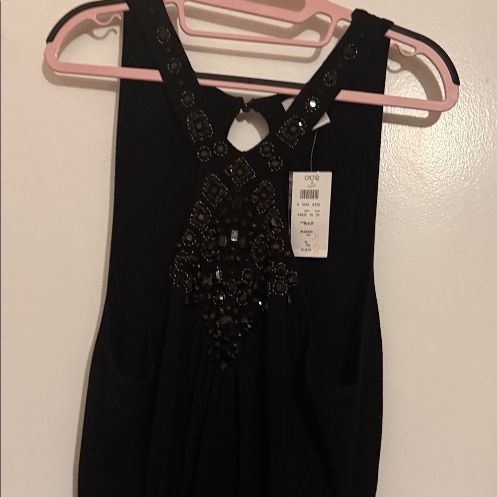 Cache Black Embellished Halter Dress